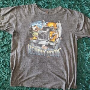 Vintage 1987 3D Emblem Trucking Tee Heading Home Mount Gilead